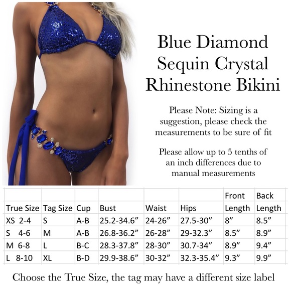 Blue Diamond Sequin Crystal Rhinestone Bikini - Picture 13 of 13
